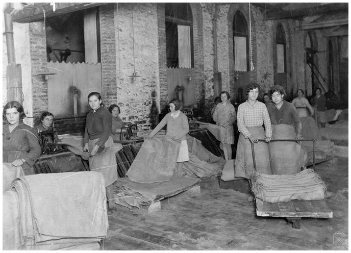 Trabajadoras de la fábrica de sacos de yute de Vitoria
